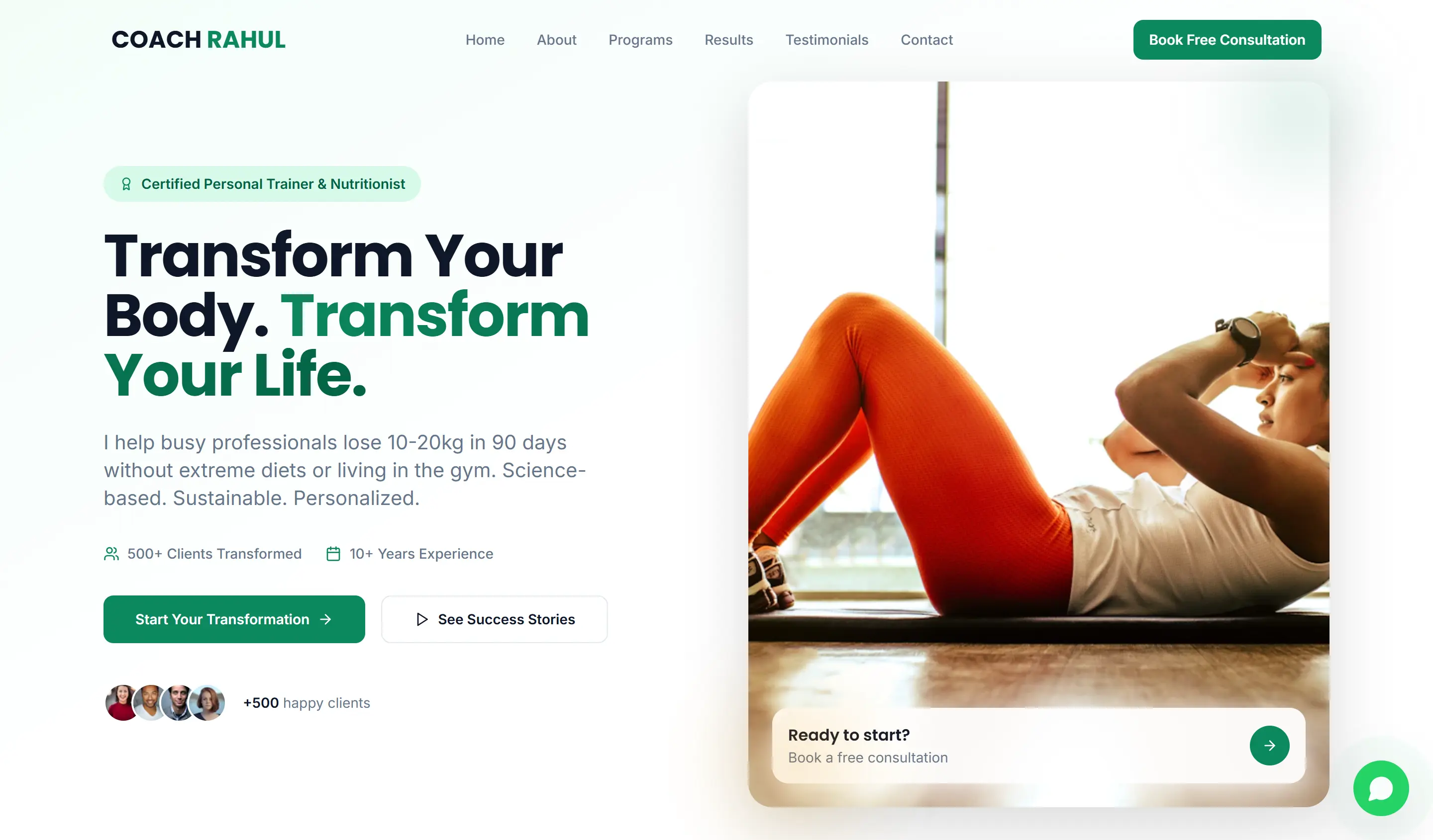 COACH personal training studio website design